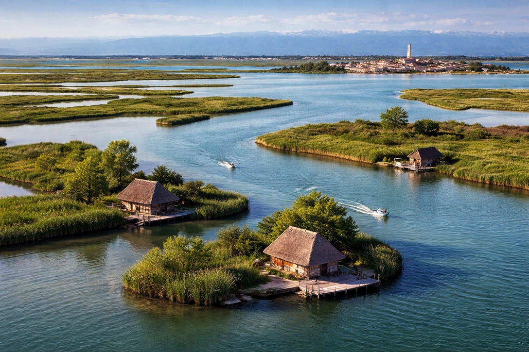 Mappa della laguna con itinerari suggeriti